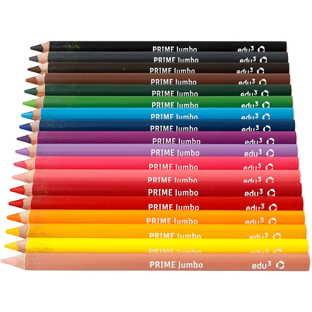 Crayons de Couleur Jumbo edu, ép. 10 mm, mine 6,25 mm, ass. de couleurs, 18 pièces/ 1 Pq. [HOB-409018]