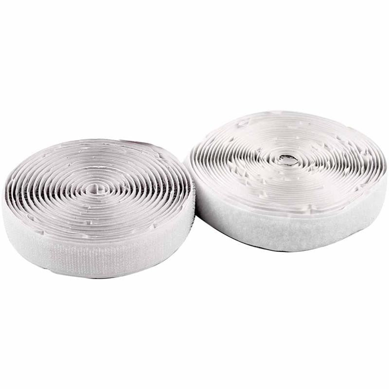 Bande Velcro , autocollant, L : 20 mm, blanc, 5 m/ 1 rouleau [HOB-41020]