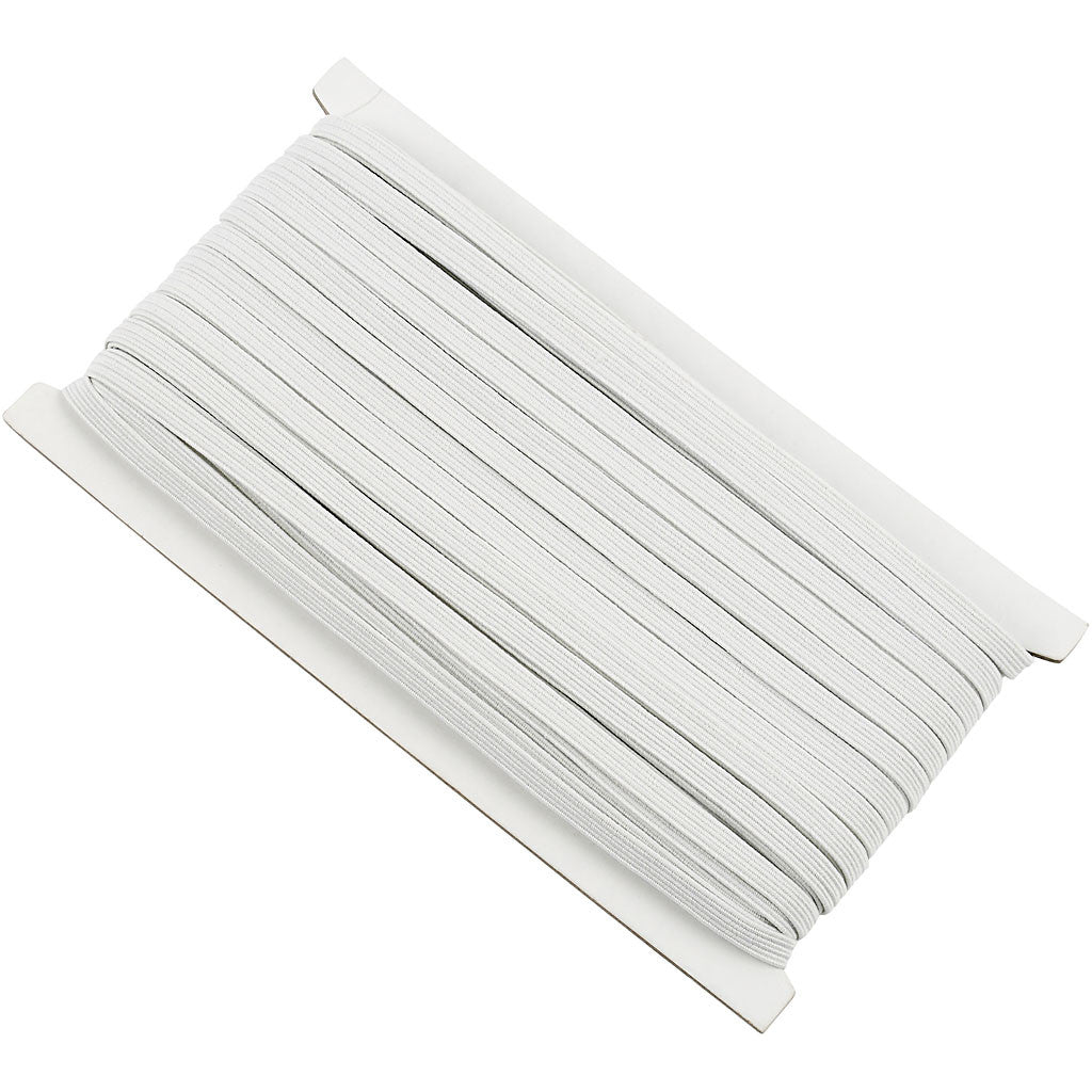 Cordon élastique, L : 6 mm, blanc, 50 m/ 1 rouleau [HOB-41042]