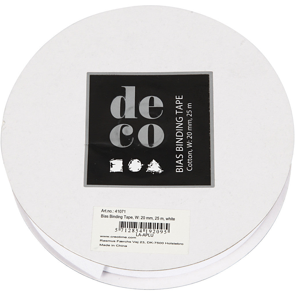 Biais de couture, L : 20 mm, blanc, 25 m/ 1 rouleau [HOB-41071]