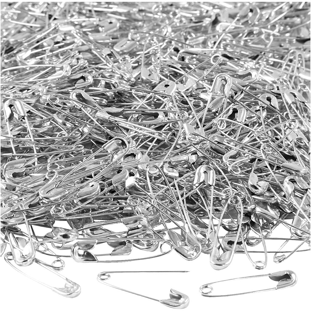 Safety Pins, L: 22 mm, thickness 0,6 mm, silver, 500 pc