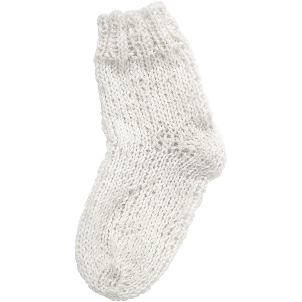 Pelote de Laine pour Chaussettes, L : 200 M, blanc cassé, 50 gr/ 1 boule [HOB-41311]