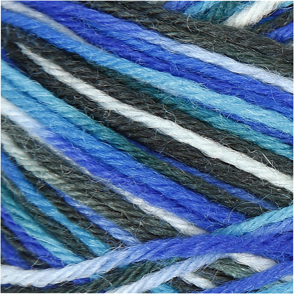 Pelote de Laine pour Chaussettes, L : 200 M, harmonie bleu/turquoise, 50 gr/ 1 boule [HOB-41322]