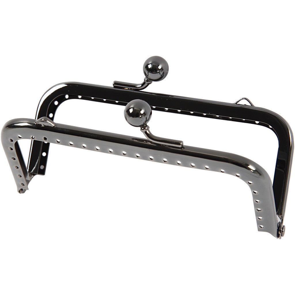 Kit fermoir petit sac, dim. 10 cm, gris foncé métallique, 1 pièce [HOB-41359]