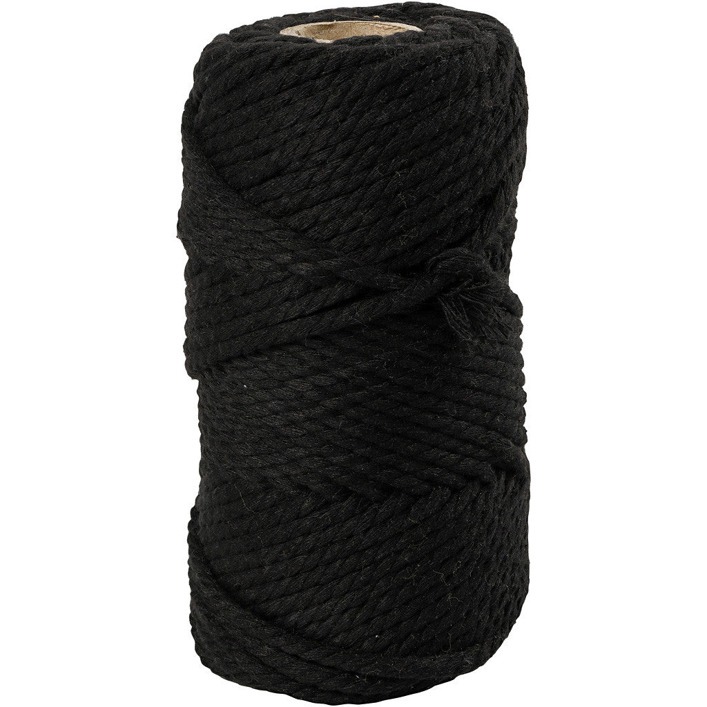 Cordon pour macramé, L: 55 m, d 4 mm, noir, 330gr/ 1 rouleau [HOB-414755]