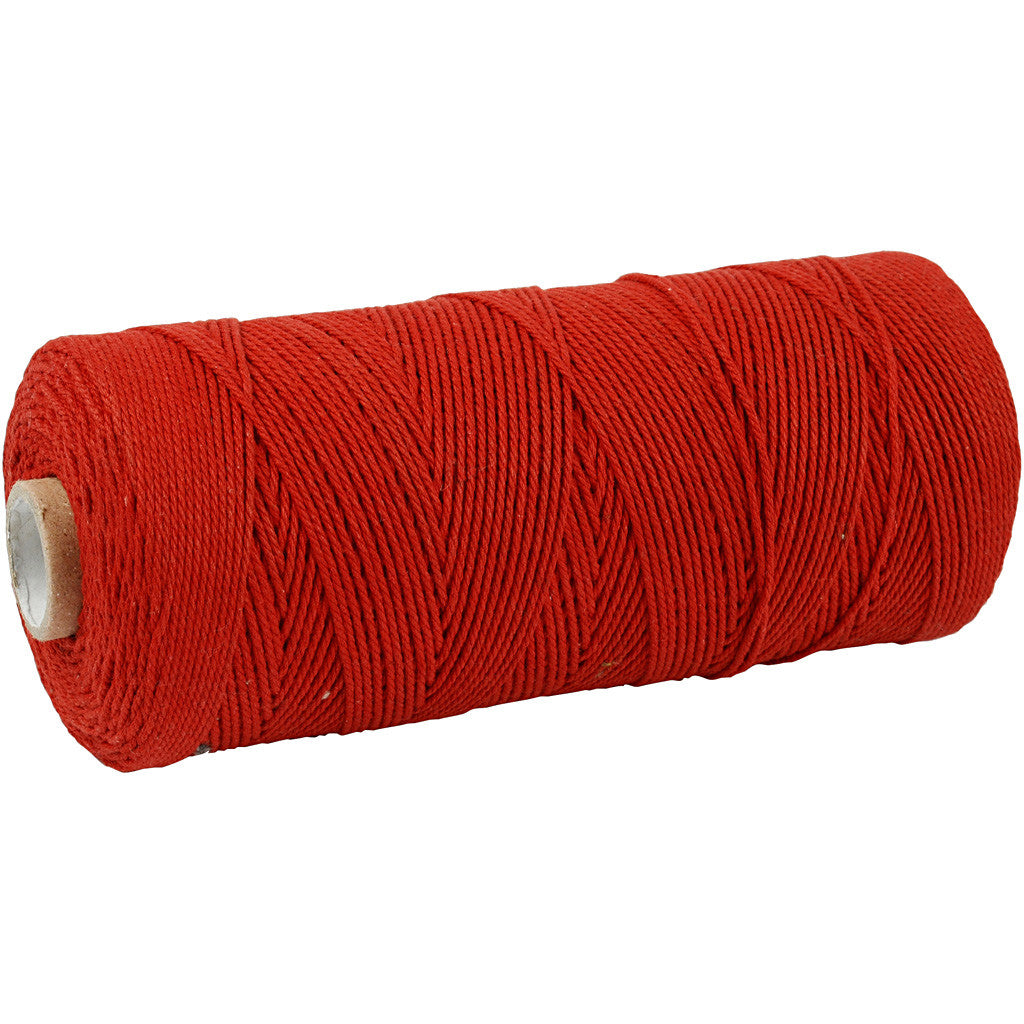 Cordon pour macramé, L : 315 M, ép. 1 mm, Qualité fine 12/12, rouge, 220 gr/ 1 boule [HOB-41506]