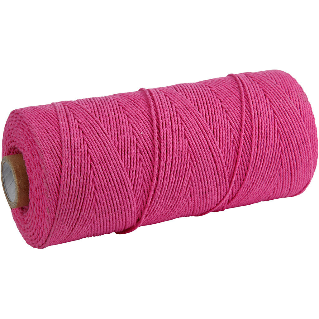 Cordon pour macramé, L : 315 M, ép. 1 mm, Qualité fine 12/12, rose, 220 gr/ 1 boule [HOB-41508]