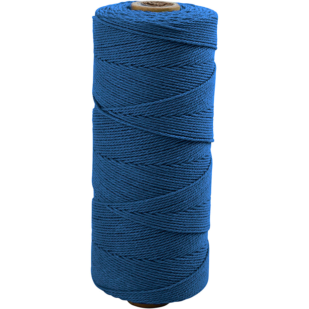 Macramé cord, L: 315 M, thickness 1 mm, Thin quality 12/12, blue, 220 g/ 1 ball
