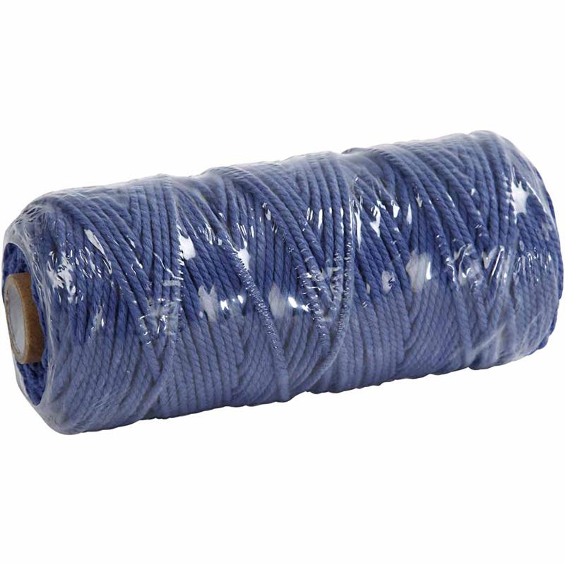 Cordon pour macramé, L : 315 M, ép. 1 mm, Qualité fine 12/12, bleu, 220 gr/ 1 boule [HOB-41512]
