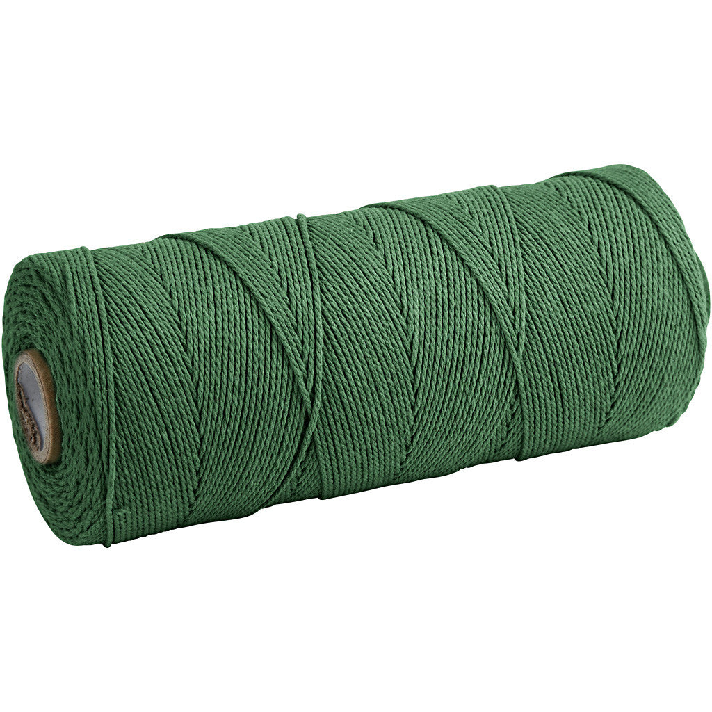 Cordon pour macramé, L : 315 M, ép. 1 mm, Qualité fine 12/12, vert, 220 gr/ 1 boule [HOB-41516]