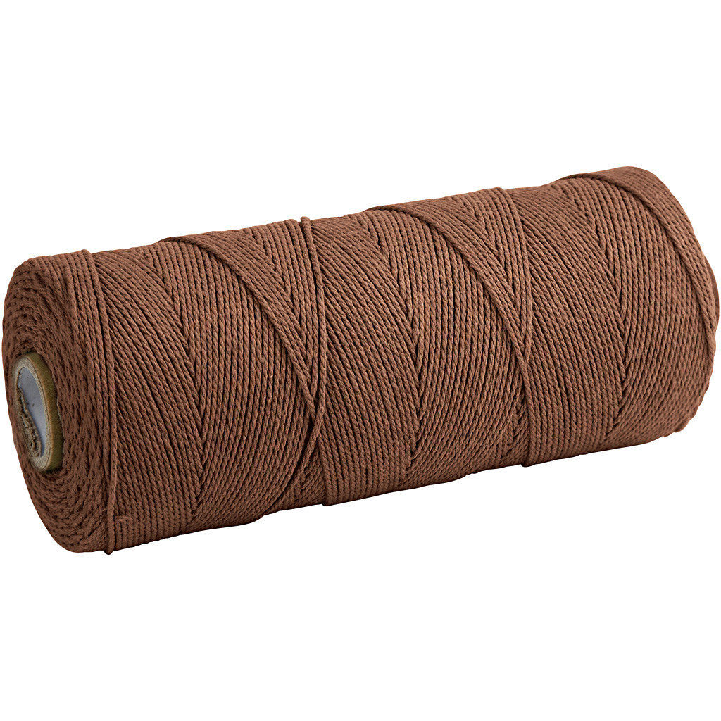 Cordon pour macramé, L : 315 M, ép. 1 mm, Qualité fine 12/12, brun, 220 gr/ 1 boule [HOB-41518]