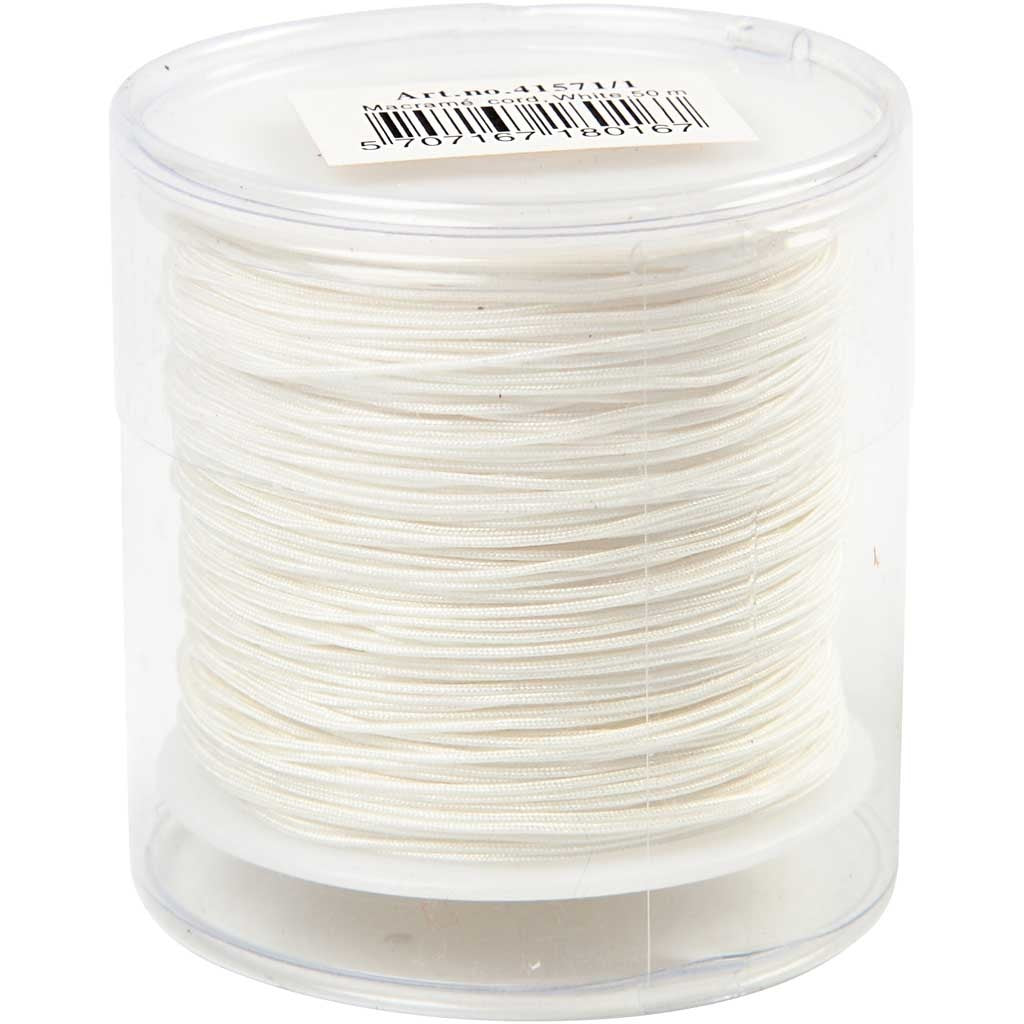 Cordon pour Macramé, ép. 0,8 mm, blanc, 50 m/ 1 rouleau [HOB-41571]