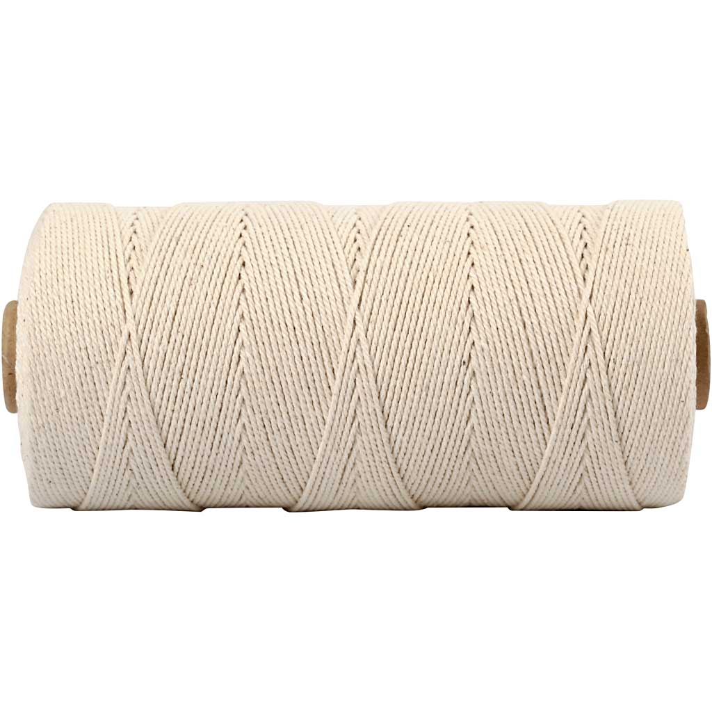 Cordon pour macramé, L : 315 M, ép. 1 mm, Qualité fine 12/12, naturel clair, 220 gr/ 1 boule [HOB-41572]