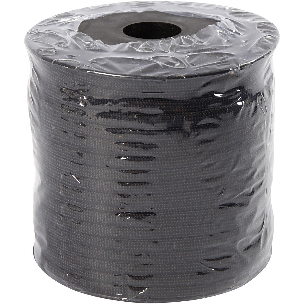 Cordon pour Macramé, L : 5 mm, noir, 50 m/ 1 rouleau [HOB-41653]