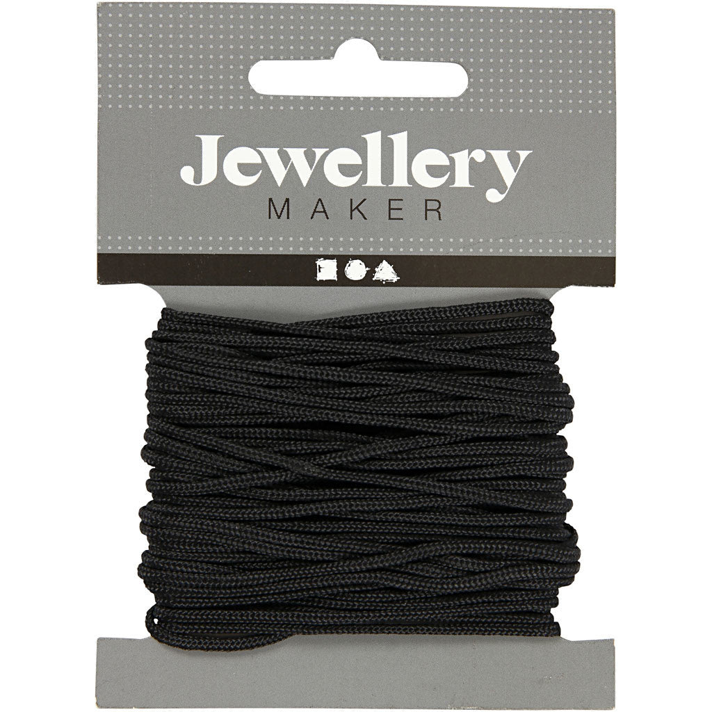 Cordon pour Macramé, ép. 2 mm, noir, 8 m/ 1 rouleau [HOB-41755]