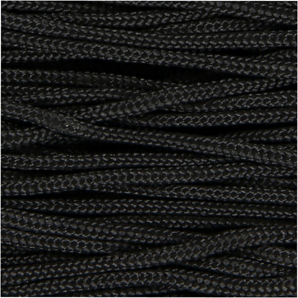 Cordon pour Macramé, ép. 2 mm, noir, 8 m/ 1 rouleau [HOB-41755]