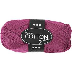 Pelote de laine de coton , violet, dim. 6S/4, L: 165 m, 50 gr/ 1 boule [HOB-421070]