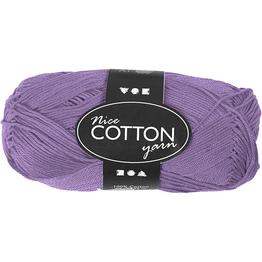Pelote de laine de coton , violet, dim. 6S/4, L: 165 m, 50 gr/ 1 boule [HOB-421070]