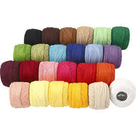 Pelote de Fil de Coton Mercerisé, ass. de couleurs, 24x20 gr/ 1 Pq. [HOB-42125]