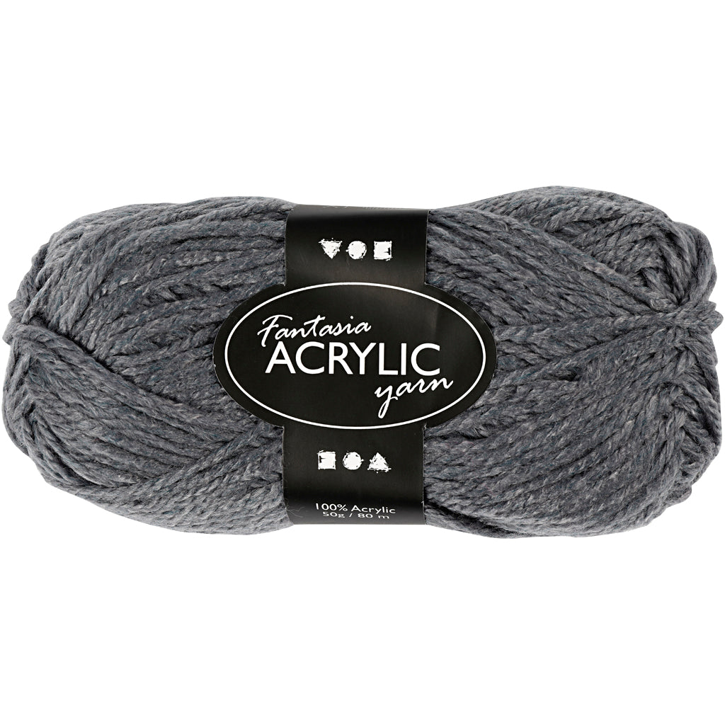 Fantasia Acrylic Yarn, L: 80 M, grey, 50 g/ 1 ball