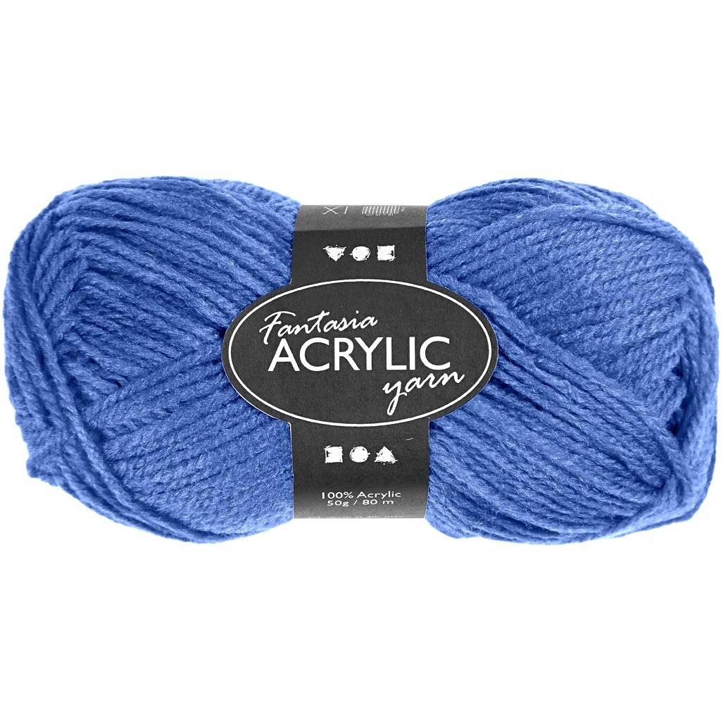 Pelote de laine acrylique Fantasia, L : 80 M, bleu, 50 gr/ 1 boule [HOB-421760]