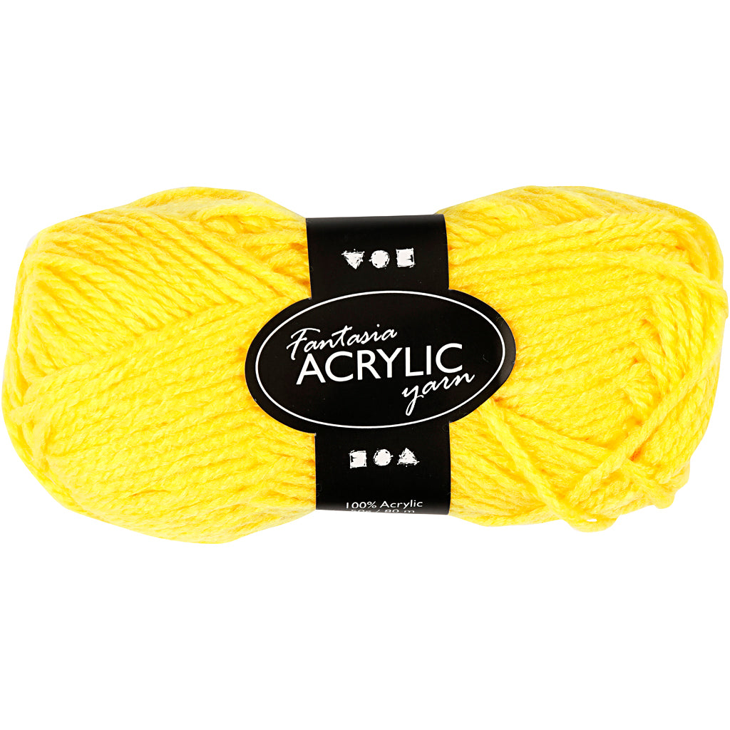 Fantasia Acrylic Yarn, L: 80 M, yellow, 50 g/ 1 ball