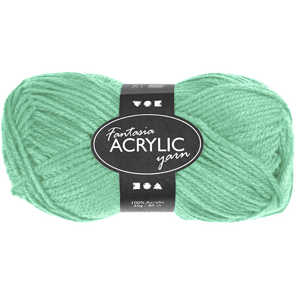 Pelote de laine acrylique Fantasia, L : 80 m, vert menthe, 50gr/ 1 boule [HOB-421803]