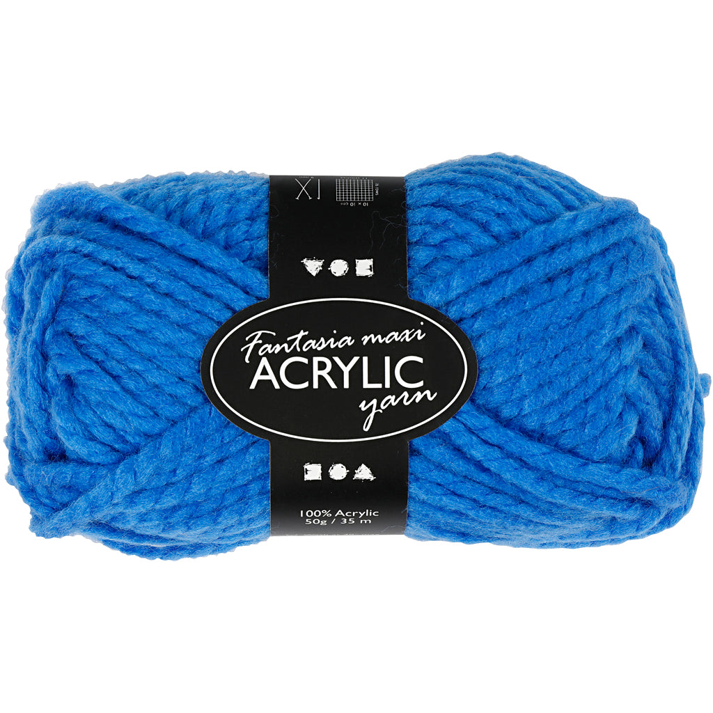 Fantasia Acrylic Yarn, L: 35 M, Maxi, blue, 50 g/ 1 ball