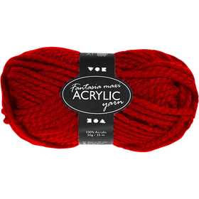 Pelote de Laine Acrylique Fantasia, L : 35 M, Maxi, rouge, 50 gr/ 1 boule [HOB-421866]