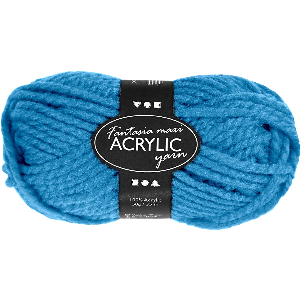 Pelote de Laine Acrylique Fantasia, L : 35 M, Maxi, turquoise, 50 gr/ 1 boule [HOB-421874]