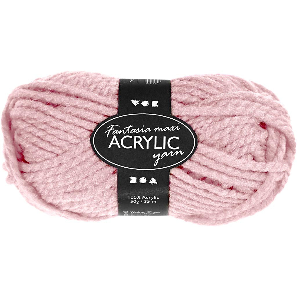 Pelote de Laine Acrylique Fantasia, L : 35 M, Maxi, rose clair, 50 gr/ 1 boule [HOB-421879]