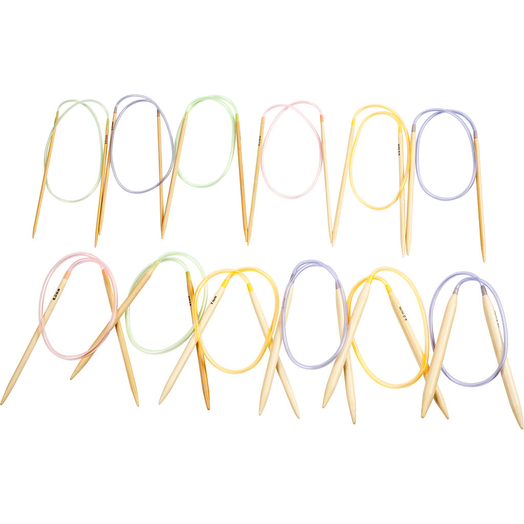 Circular Knitting Needle, L: 60-80 cm, size 3-10 mm, 12 pc