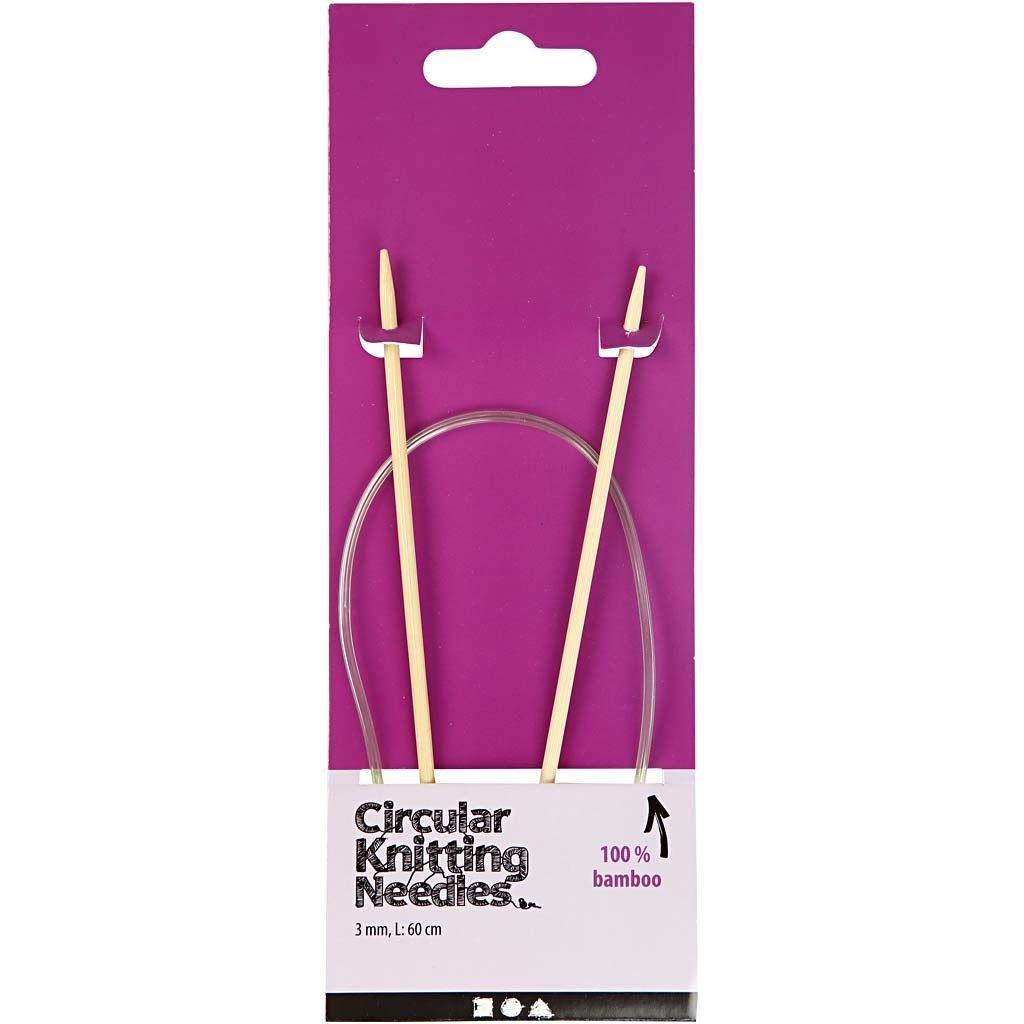 Aiguilles à tricoter circulaires, L : 60 cm, dim. 3 mm, 1 pièce [HOB-42269]