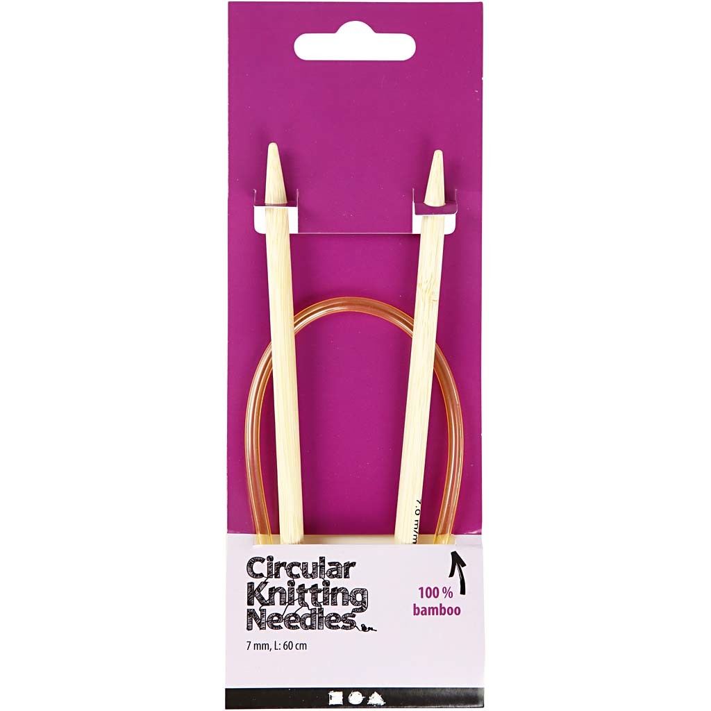 Aiguilles à tricoter circulaires, L : 60 cm, dim. 7 mm, 1 pièce [HOB-42277]
