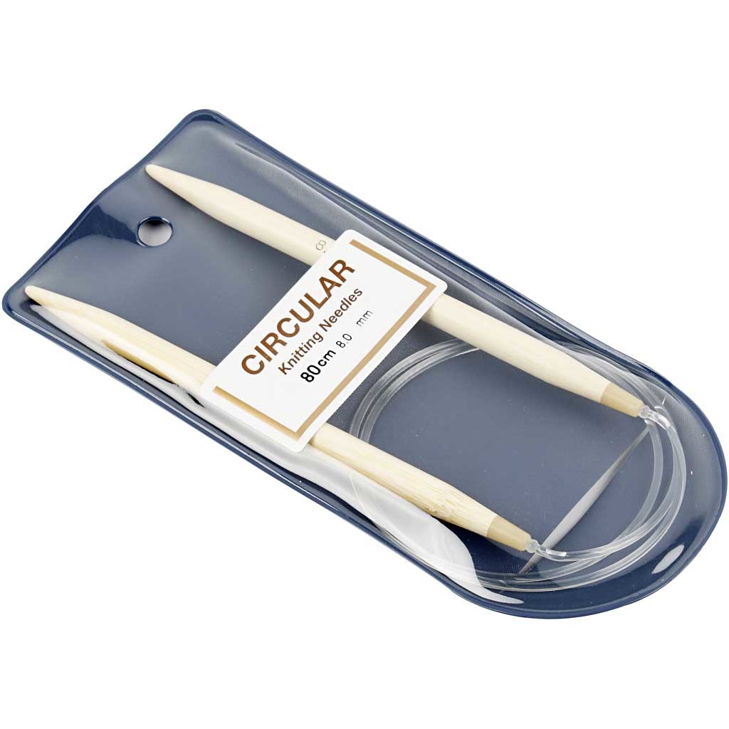 Aiguilles à tricoter circulaires, L : 80 cm, dim. 8 mm, 1 pièce [HOB-42278]