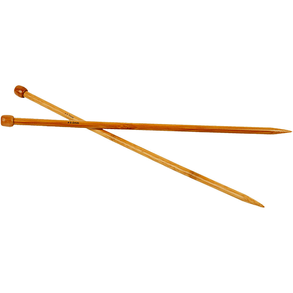 Knitting Needles, L: 35 cm, size 9 mm, 1 pair