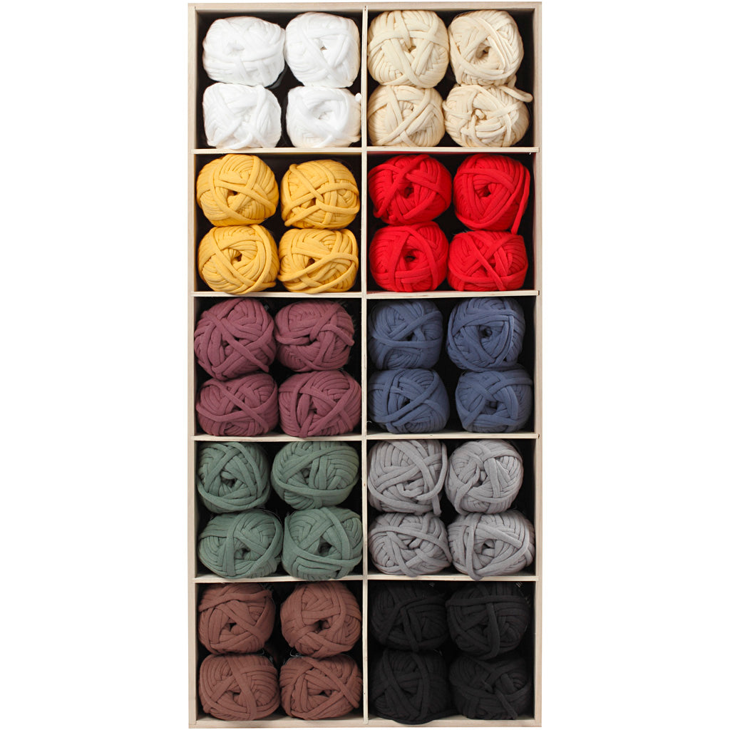 Cotton tube yarn, L: 45 m, assorted colours, 100 ball