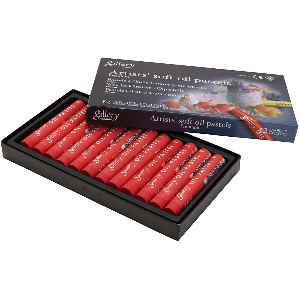 Gallery Oil Pastel, L: 7 cm, dia. 11 mm, thickness 11 mm, scarlet, 12 pc