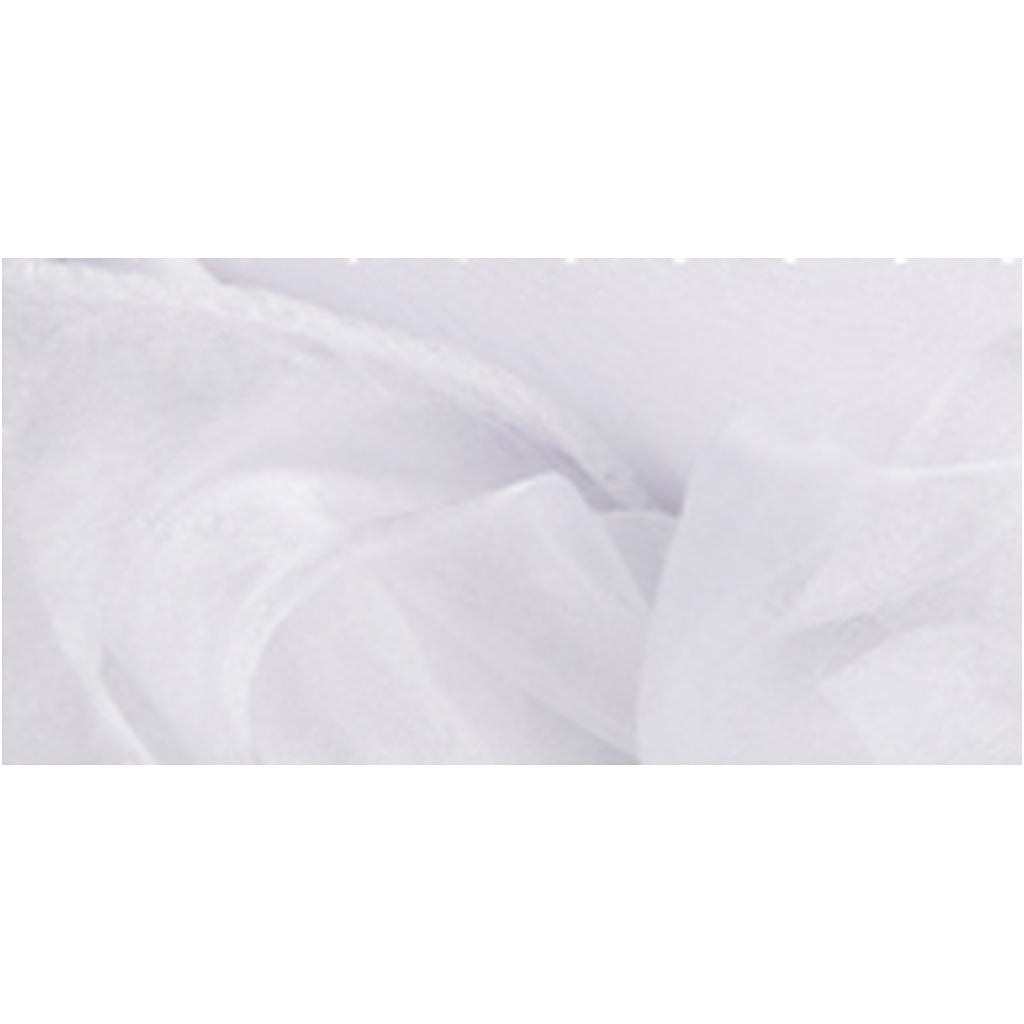 Tissu d'organza, L : 50 cm, blanc, 10 m/ 1 rouleau [HOB-44669]