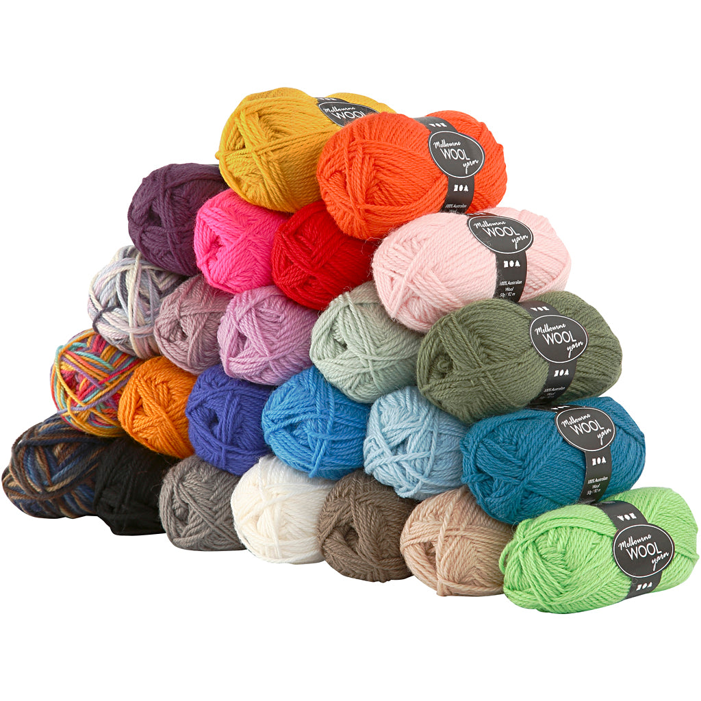 Melbourne Wool Yarn, L: 92 M, 24x50 g