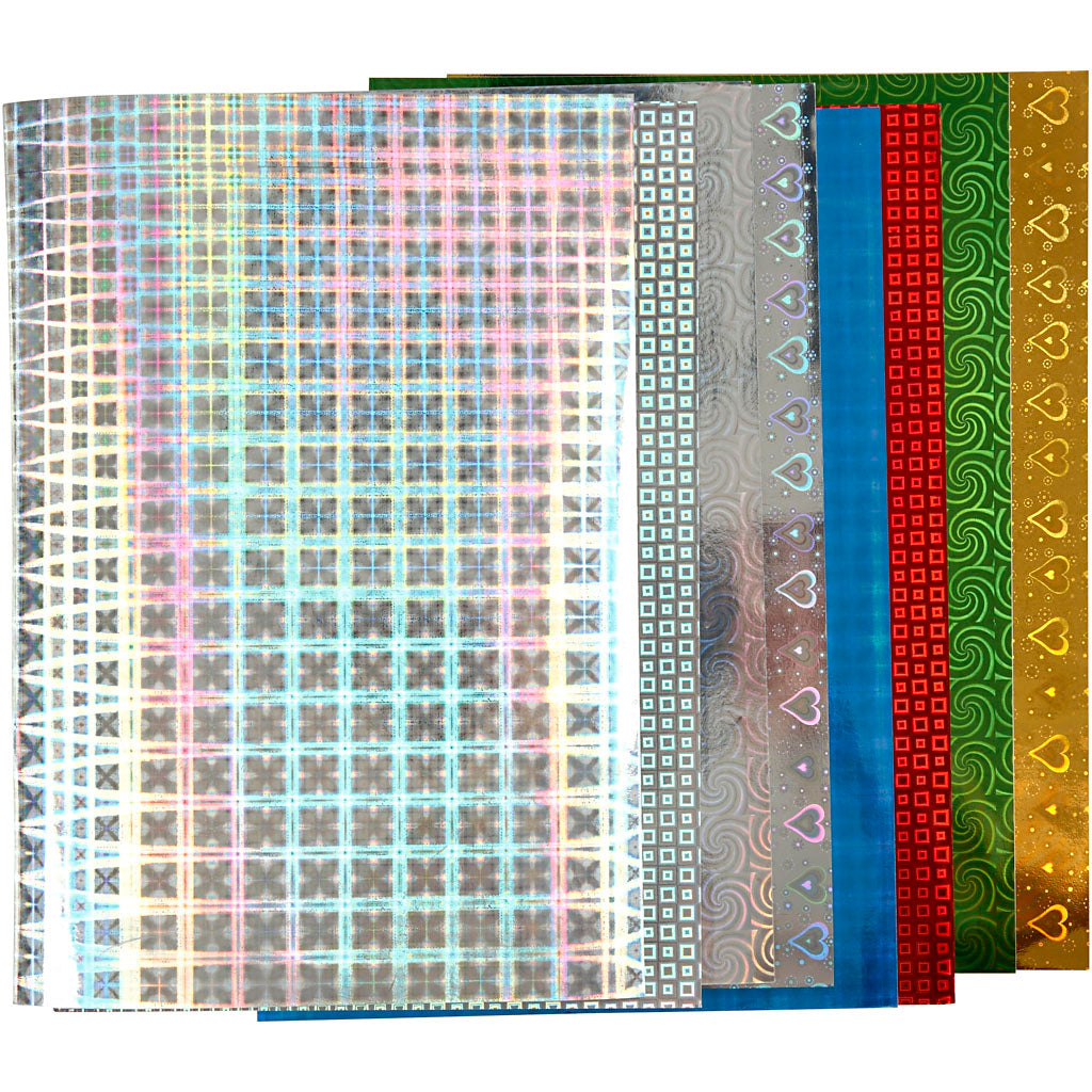 Papier holographique, A4, feuille 210x297 mm, 120 gr, 80 flles ass./ 1 Pq. [HOB-44947]