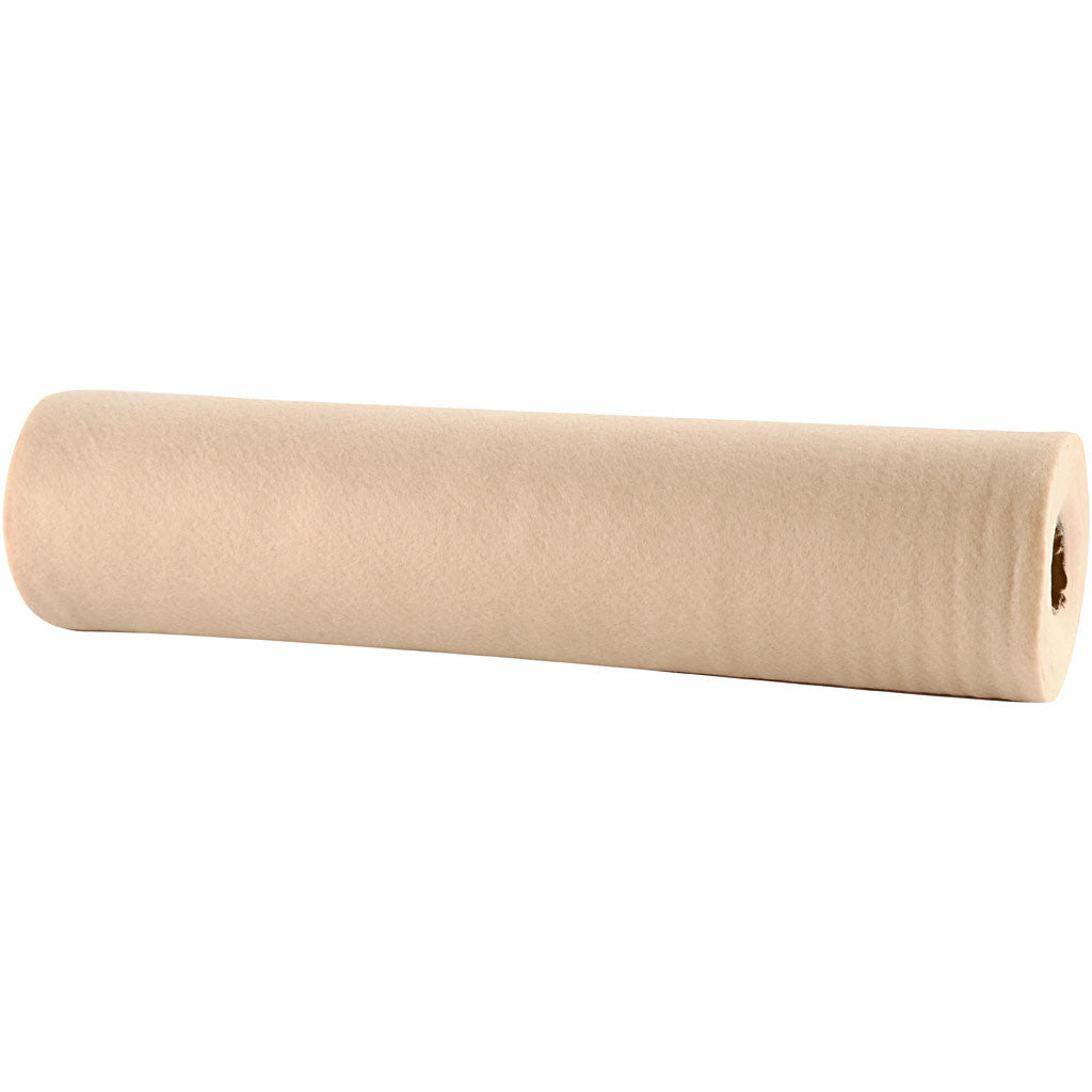 Feutrine synthétique, L : 45 cm, ép. 1,5-2 mm, 180-200 gr, beige clair, 5 m/ 1 rouleau [HOB-45013]