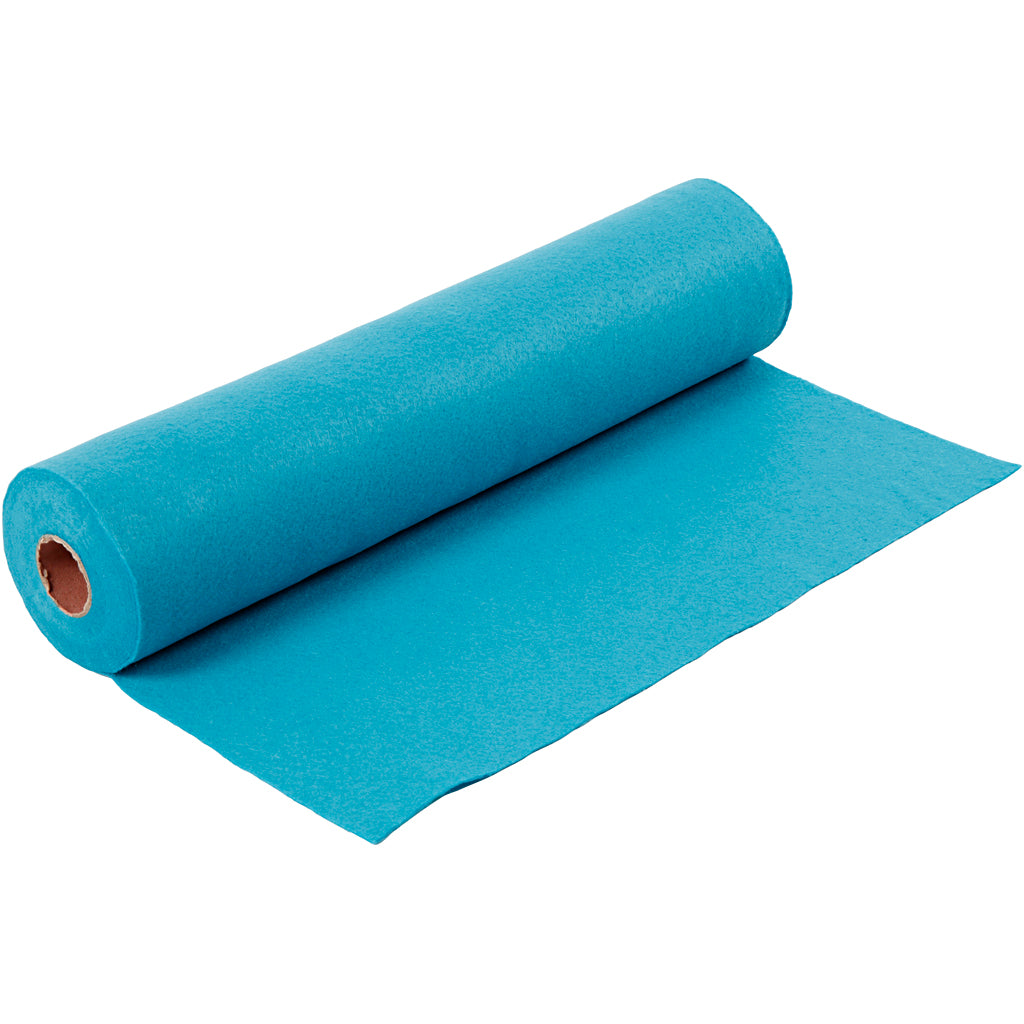 Craft felt, W: 45 cm, thickness 1,5-2 mm, 180-200 g, turquoise, 5 m/ 1 roll