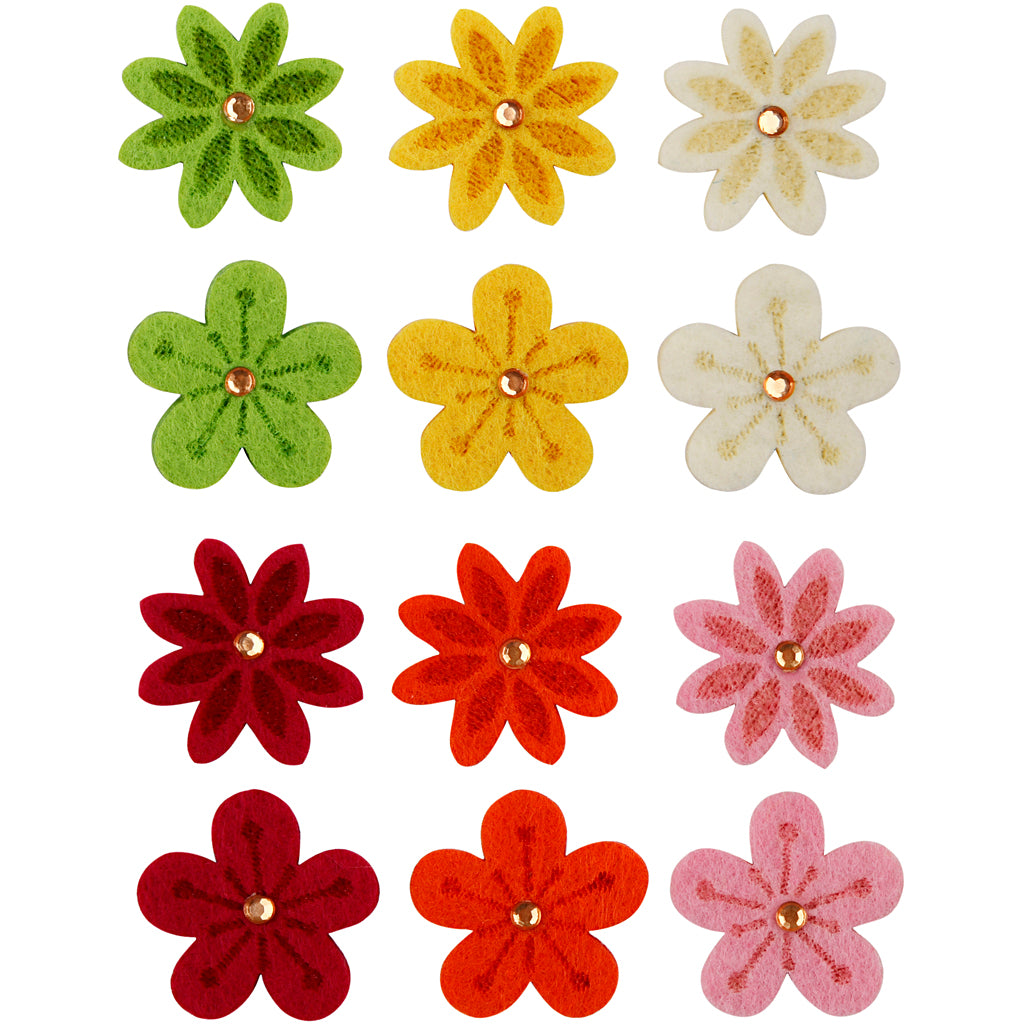 Felt Flowers, dia. 30 mm, thickness 2,5 mm, 120 pc