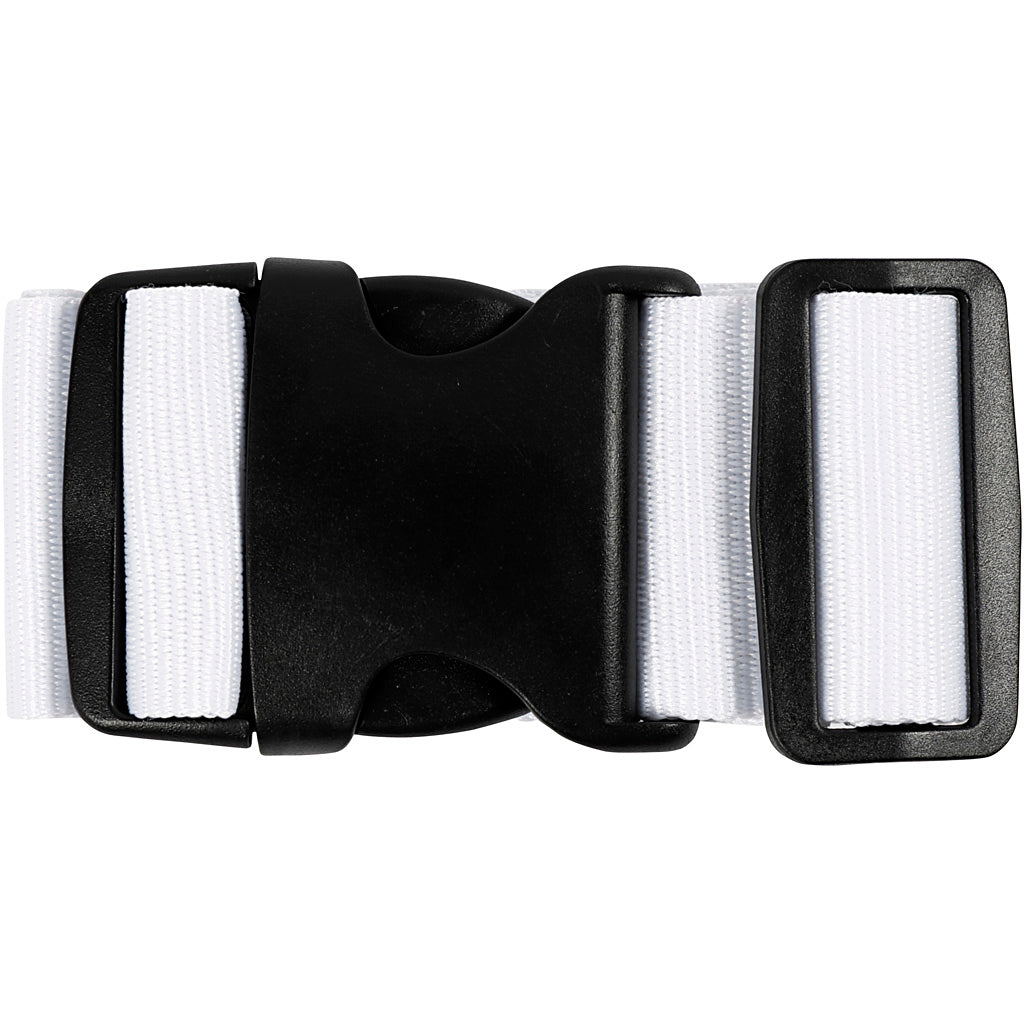 Bandoulière de bagage, L : 5 cm, dim. 92-164 cm, blanc, 1 pièce [HOB-474371]