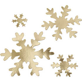 Flocon de neige, d 3+5+8+10 cm, 350 gr, or, 16 pièces/ 1 Pq. [HOB-49897]