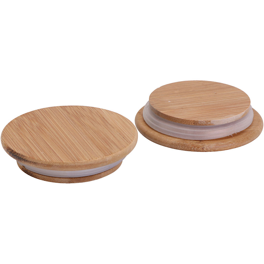 Wooden lid with rubber seal, dia. 9 cm, 12 pc