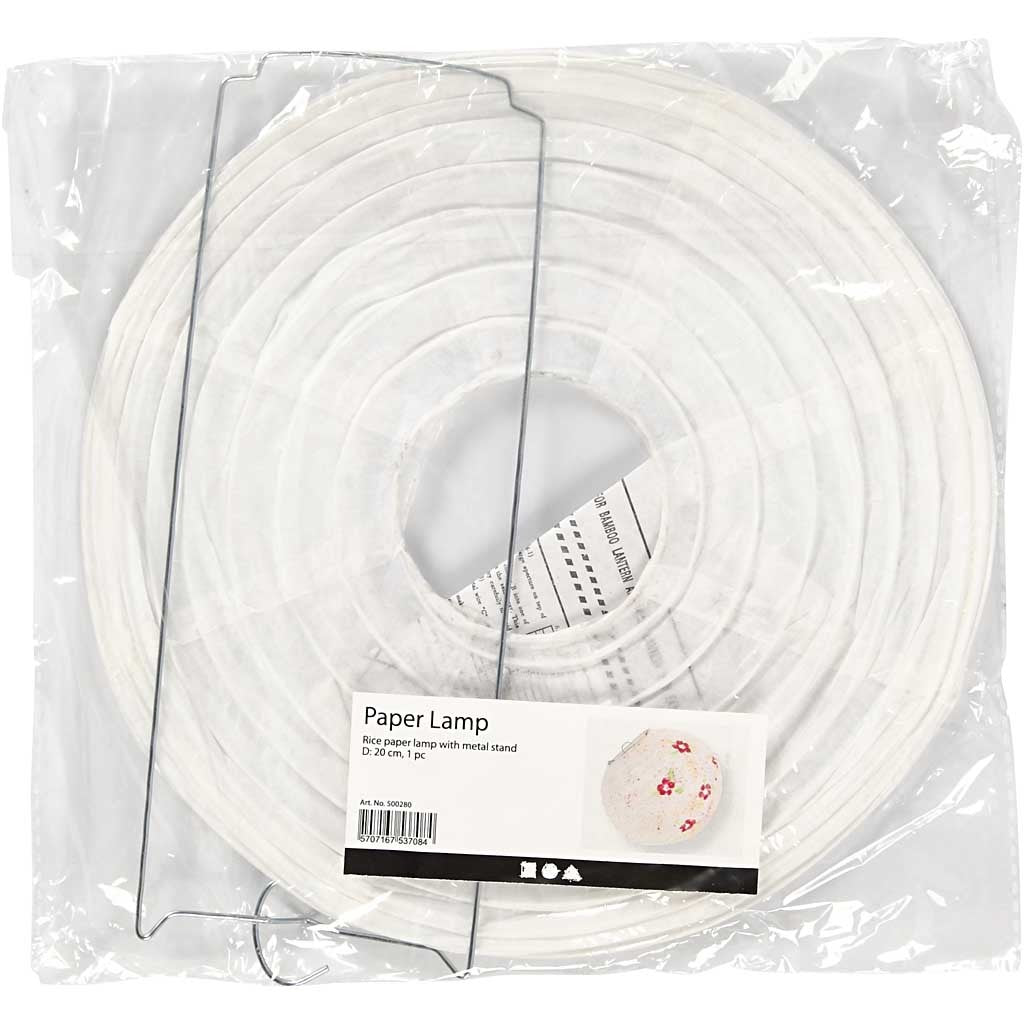 Abat-jour en papier, Rond, d 20 cm, blanc, 1 pièce [HOB-500280]