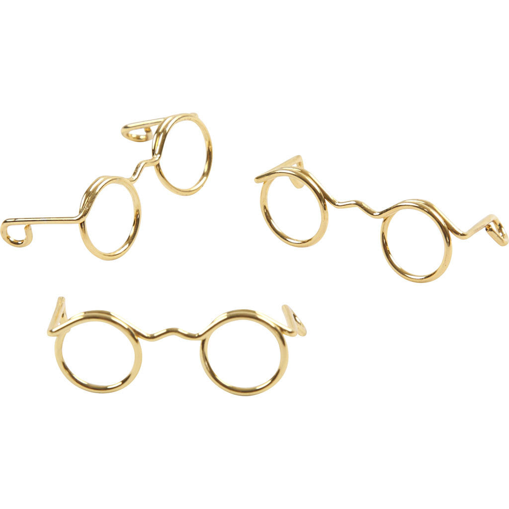 Lunettes, L: 25 mm, or, 10pièce/ 1 Pq. [HOB-500341]