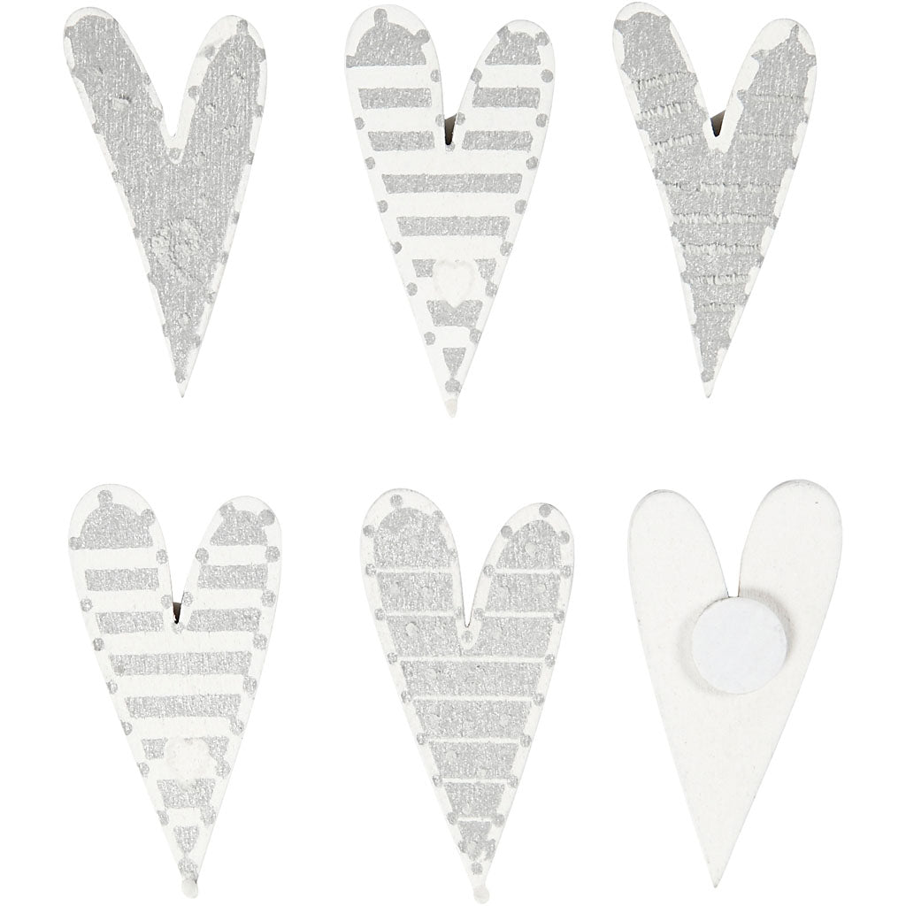 Stickers, oblong hearts, size 25x45 mm, 8 pc